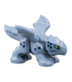 Sand Blue Dragon, Baby with 4 Feet and Open Wings with Lime Eyes and Dark Blue Scales Pattern (Riyu)