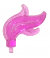 Trans-Dark Pink Minifigure, Plume Feather Triple Compact / Flame / Water with Small Pin
