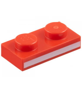 Red Plate 1 x 2 with White Stripe Pattern