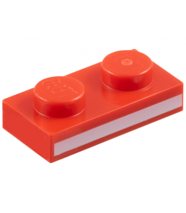 Red Plate 1 x 2 with White Stripe Pattern