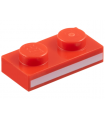 Red Plate 1 x 2 with White Stripe Pattern