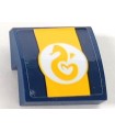 Dark Blue Slope, Curved 2 x 2 x 2/3 with Seahorse in White Circle on Yellow Stripe Pattern (Sticker)