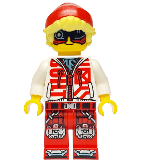 Cooper - Black Visor, White Hoodie, Red Legs