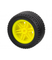 Neon Yellow Wheel 30.4mm D. x 20mm with No Pin Holes and Reinforced Rim with Black Tire 43.2 x 22 ZR