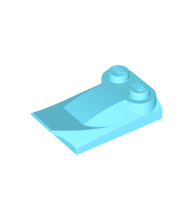 Medium Azure Slope, Curved 3 x 2 x 2/3 with 2 Studs, Wing End