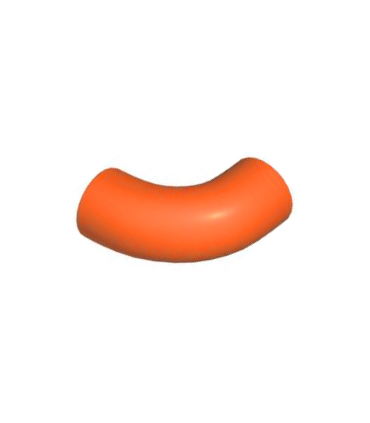 Reddish Orange Brick, Round Tube 1 x 1 d. 90 degrees Elbow Macaroni - No Stud - Type 2 - Axle Hole