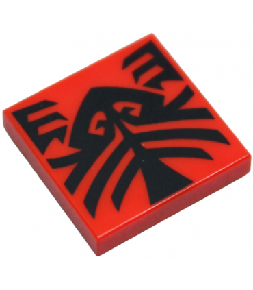 Red Tile 2 x 2 with Black Tattoo Markings Pattern