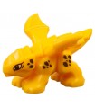Bright Light Orange Dragon, Baby with 4 Feet and Open Wings with Bright Light Yellow Eyes and Reddish Brown Scales Pattern