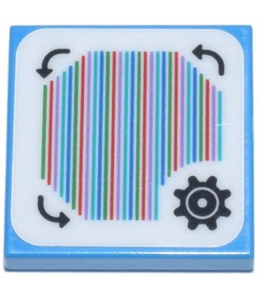 Dark Azure Tile 2 x 2 Super Mario Scanner Code Customization Time Block, Gear and Curved Arrows, Round Corner Pattern (Sticker)