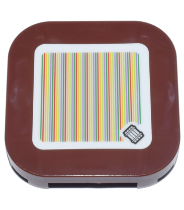 Reddish Brown Tile, Modified 4 x 4 with Rounded Corners and 4 Feet with Super Mario Scanner Code Raft Pattern (Sticker)