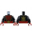 Black Torso Robe -Gold Trim- Dark R. Chest Exoskeleton Segments with Red Spikes, Waist Sash-Insect Head Buckle, Scorpion Logo