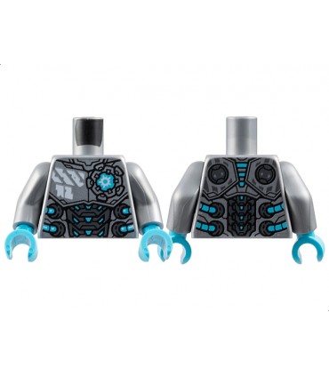 Flat Silver Torso Silver Chest - Dark Silver Abdomen Armor Plates, White Markings, Medium Azure Crystal, Hoses and Trim Pattern