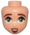 Nougat Mini Doll, Head Friends Reddish Brown Eyebrows, Wide Olive Green Eyes, Dark Orange Lips, and Open Mouth Smile Pattern
