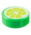 Bright Green Tile, Round 1 x 1 with Lime Fruit Slice Pattern