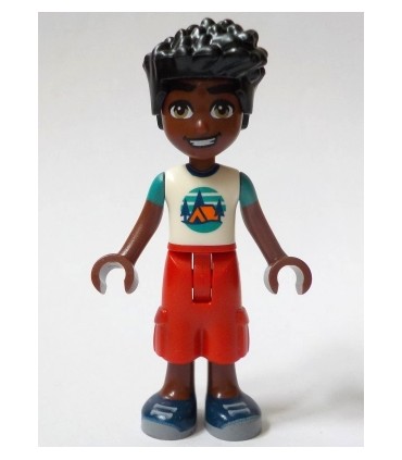 Friends Zac - White T-Shirt with Tent, Red Cropped Trousers, Dark Blue Shoes