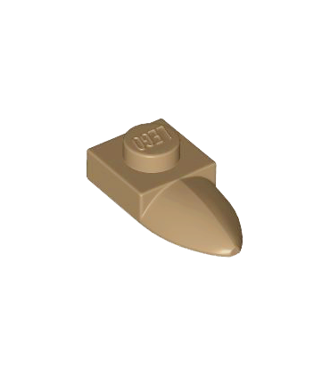 Dark Tan Plate, Modified 1 x 1 with Tooth Horizontal