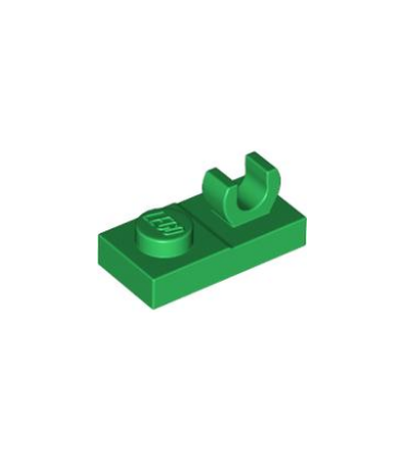 Green Plate, Modified 1 x 2 with Open O Clip on Top