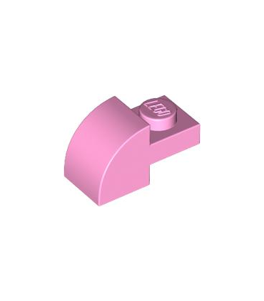 Bright Pink Slope, Curved 2 x 1 with Recessed Stud