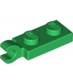 Green Plate, Modified 1 x 2 with Clip on End (Horizontal Grip)