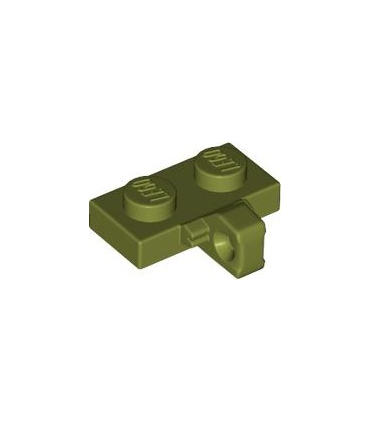 Olive Green Hinge Plate 1 x 2 Locking with 1 Finger on Side without Bottom Groove