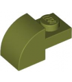 Olive Green Slope, Curved 2 x 1 with Recessed Stud