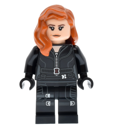 Black Widow - Black Jumpsuit, Dark Orange Mid-Length Hair, Printed Legs, Black Hands, Dark Brown Eyebrows