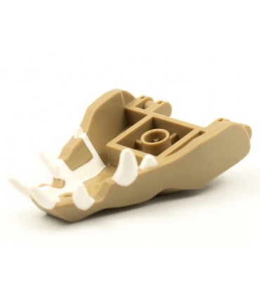 Dark Tan Dragon Head (Ninjago) Jaw with 2 Bar Handles on Back with Molded White Teeth Pattern