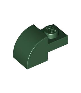Dark Green Slope, Curved 2 x 1 with Recessed Stud