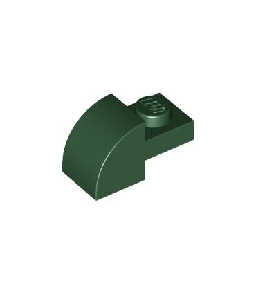 Dark Green Slope, Curved 2 x 1 with Recessed Stud