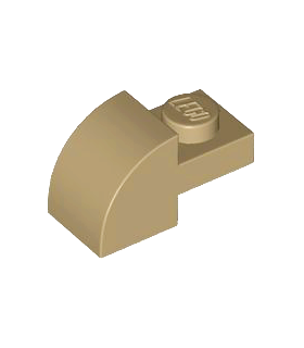 Dark Tan Slope, Curved 2 x 1 with Recessed Stud