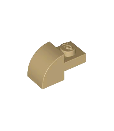 Dark Tan Slope, Curved 2 x 1 with Recessed Stud