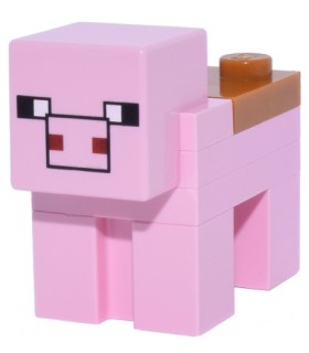 Minecraft Pig with Saddle (2 x 2 Modified Tile, Plain Snout with Black Outline) - Brick Built