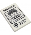 White Tile 2 x 3 with Black 'WANTED!' and Dark Bluish Gray Minifigure with '604-14' Pattern