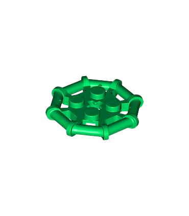 Green Plate, Modified 2 x 2 with Bar Frame Octagonal, Reinforced, Completely Round Studs