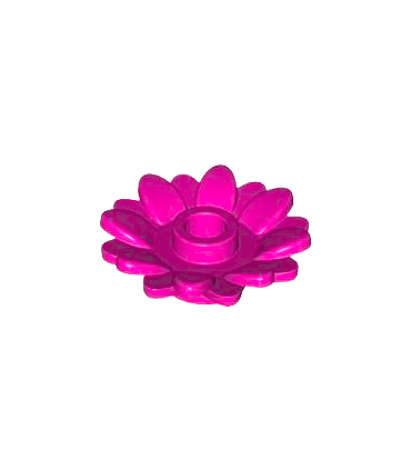 Magenta Plant Flower 2 x 2 Round with 16 Petals (Sunflower) with Open Stud