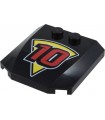 Black Wedge 4 x 4 x 2/3 Triple Curved with Yellow Pizza Slice and Red Number 10 with White Outlines Pattern