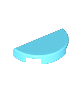 Medium Azure Tile, Round 1 x 2 Half