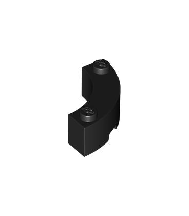 Black Brick, Round Corner 3 x 3 Macaroni with 2 Studs