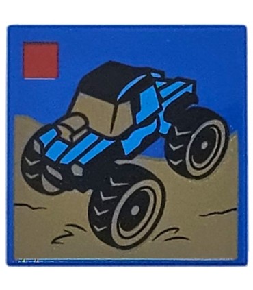 Blue Tile 2 x 2 with LEGO City Set Box Art Set 60402 Monster Truck Pattern