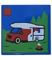 Blue Tile 2 x 2 with LEGO City Set Box Art Set 60454 Holiday Camper Van Pattern