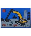 Blue Tile 2 x 3 with LEGO City Set Box Art Set 60420 Construction Excavator Pattern