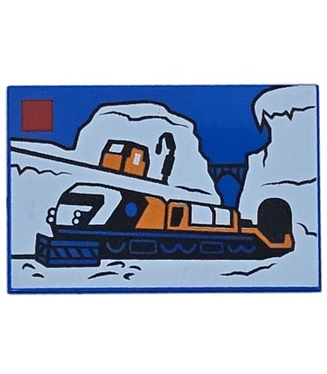 Blue Tile 2 x 3 with LEGO City Set Box Art Set 60470 Explorer Train Pattern