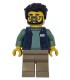 Delivery Worker - Male, Dark Blue Bodywarmer over Sand Green Sweater, Dark Tan Legs, Black Hair