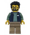 Delivery Worker - Male, Dark Blue Bodywarmer over Sand Green Sweater, Dark Tan Legs, Black Hair