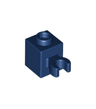 Dark Blue Brick, Modified 1 x 1 with Open O Clip (Vertical Grip) - Hollow Stud