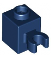 Dark Blue Brick, Modified 1 x 1 with Open O Clip (Vertical Grip) - Hollow Stud