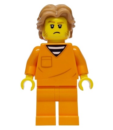Police - City Jail Prisoner Male, Orange Prison Jumpsuit, Medium Nougat Wavy Hair, Sideburns, Orange Glasses
