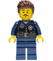 Police - City Officer Male, Black Safety Vest with Silver Star Badge Logo, Dark Blue Legs, Dark Brown Wavy Hair