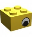 Yellow Brick 2 x 2 with Eye with White Pattern on Two Sides, Offset