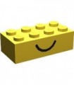 Yellow Brick 2 x 4 with Smile and Frown Pattern on Opposite Sides